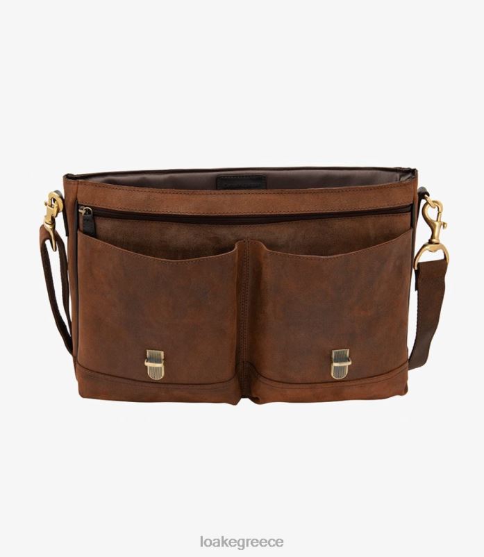 Loake χαρτοφύλακας blackfriars δέρμα καφέ κερωμένο σουέτ PVBJP229