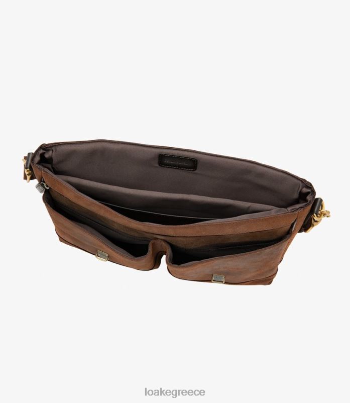 Loake χαρτοφύλακας blackfriars δέρμα καφέ κερωμένο σουέτ PVBJP229