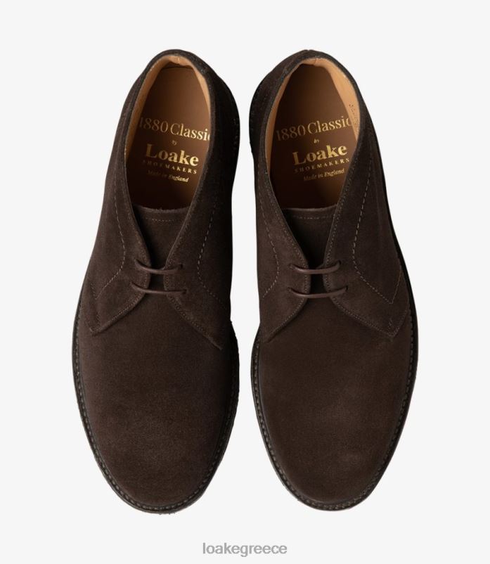 Loake Livingstone μπότες σουέτ σε καφέ σοκολάτα PVBJP114