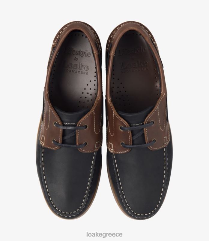 Loake lymington παπούτσια σκαφών ναυτικό καφέ nubuck PVBJP76