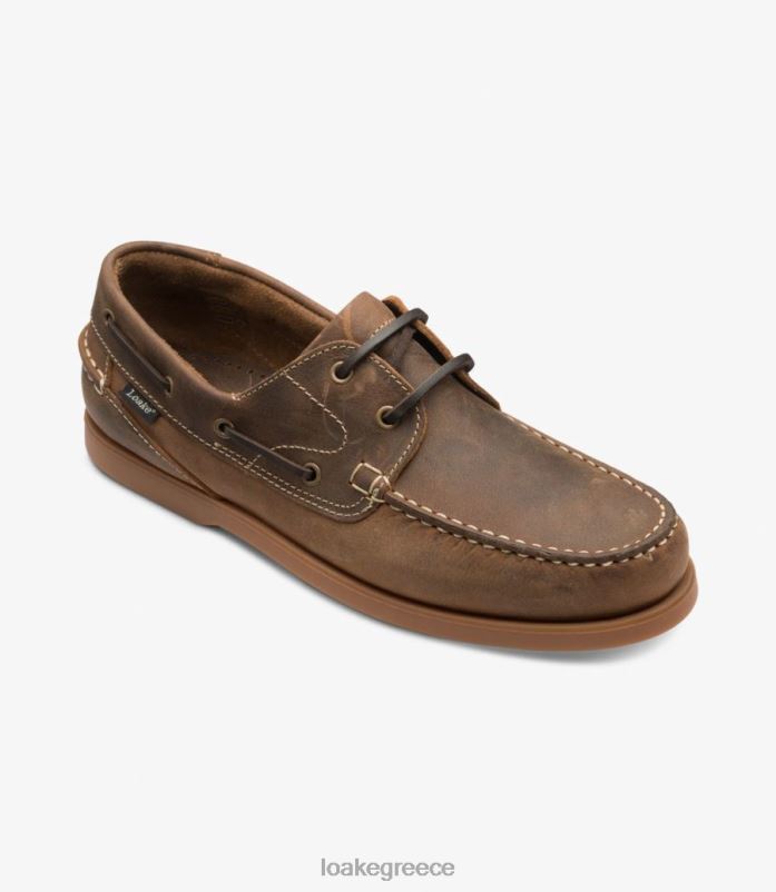 Loake lymington παπούτσια σκαφών καφέ λαδωμένο nubuck PVBJP79